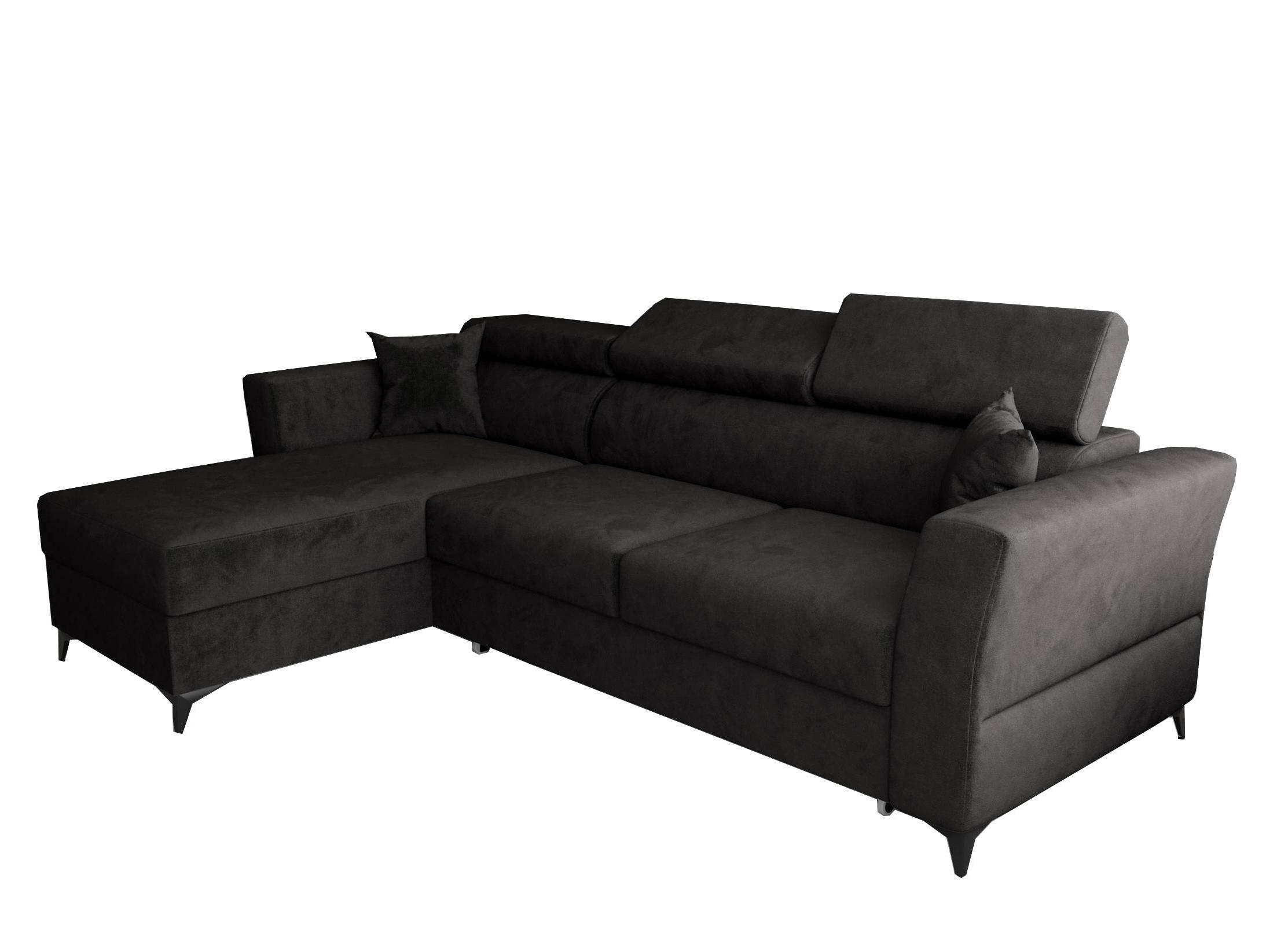 ECKSOFA L Form Ribella Grafit 265/180/100 cm Links mit Schlaffunktion - Schwarz, Textil/Metall (180/265cm) - AX Living