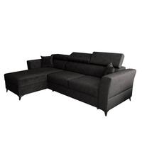 ECKSOFA L Form Ribella Grafit 265/180/100 cm Links mit Schlaffunktion - Schwarz, Textil/Metall (180/265cm) - AX Living