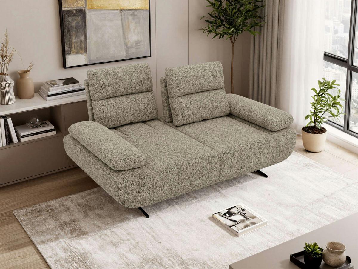 2-SITZER SOFA SORAE - Taupe Stukture - Taupe/Schwarz, Textil/Metall (182/94/107cm) - MKS