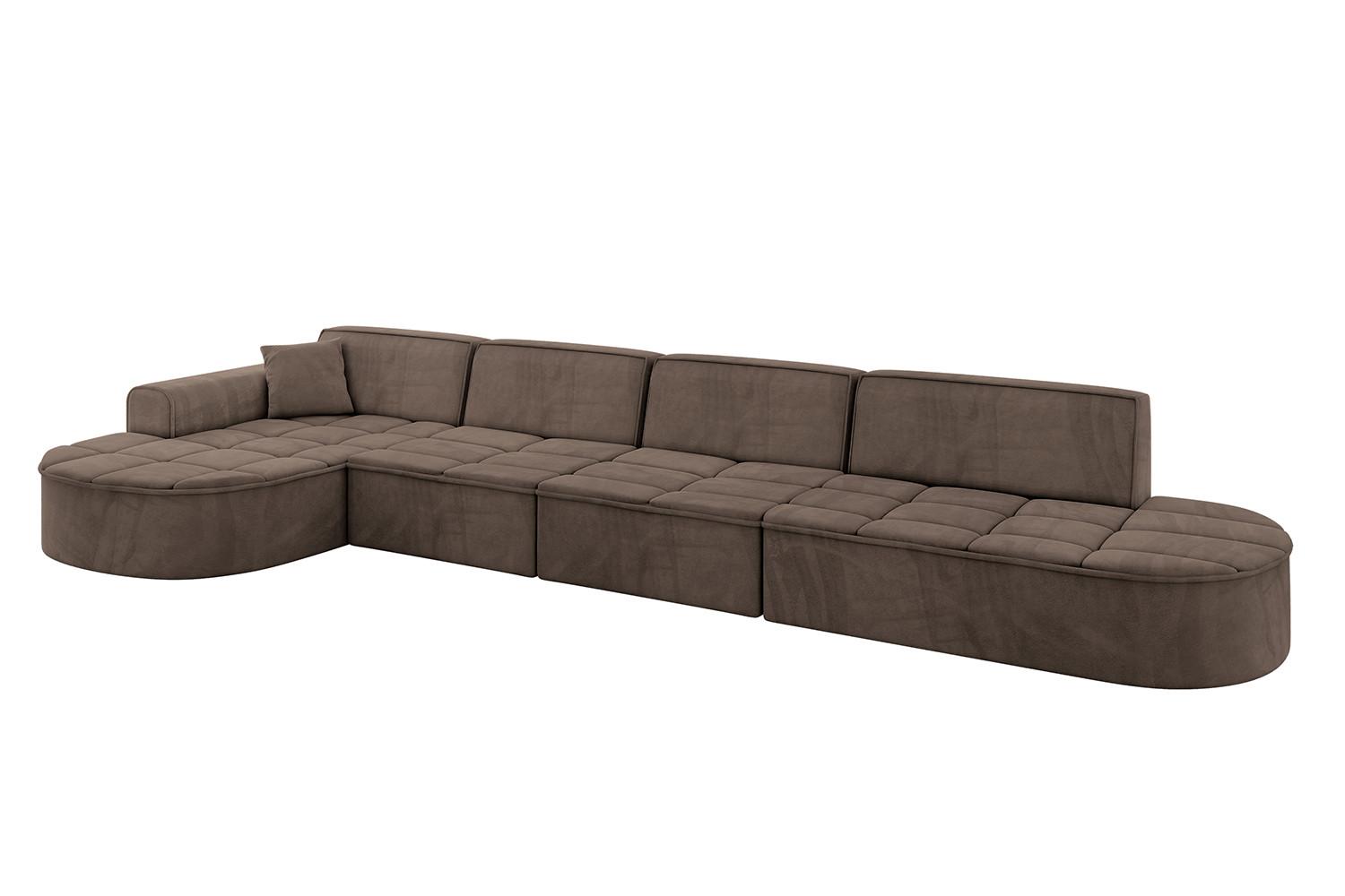 ECKSOFA Ottomane Links TARO-L3 - 413x171x79,5 cm Braun - Braun, Holzwerkstoff/Textil (413/171cm) - ALTDECOR