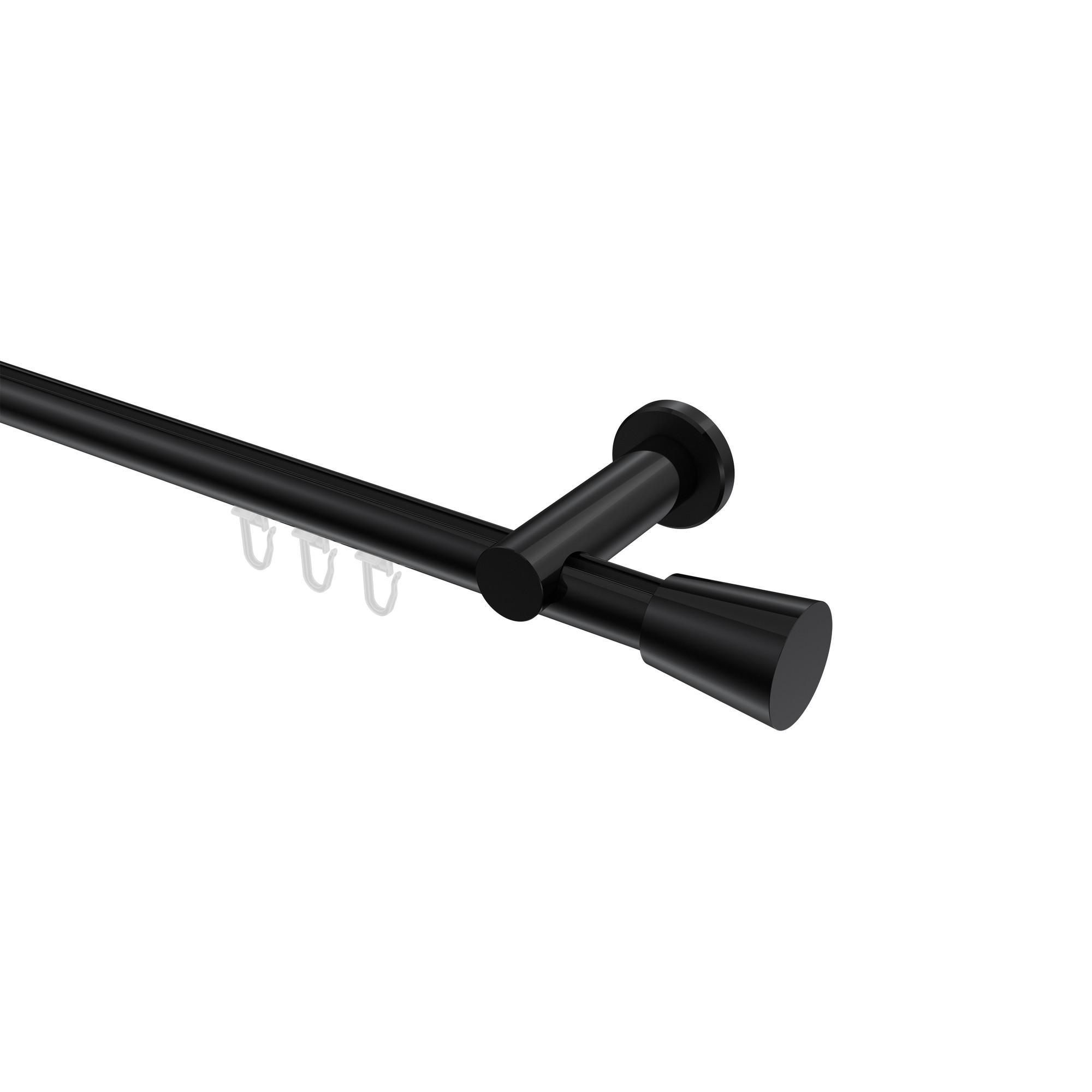 GARDINENSTANGE INNENLAUF Platon Sitra 240 cm (geteilt in 2 x 120 cm), 1-läufig, 20 mm Ø Schwarz - Schwarz, Metall (240cm) - INTERDECO