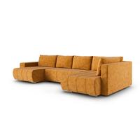 PANORAMASOFA Sergio 5 Sitzplätze Senf - Gelb, Holz (392/82/185cm) - Petits-meubles