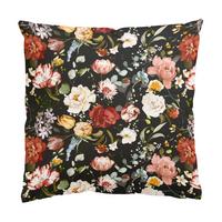 DEKOKISSEN Blumen Aquarell Vintage Muster auf Schwarz 40/40 cm - Schwarz, Textil (40/40/10cm) - Bilderwelten