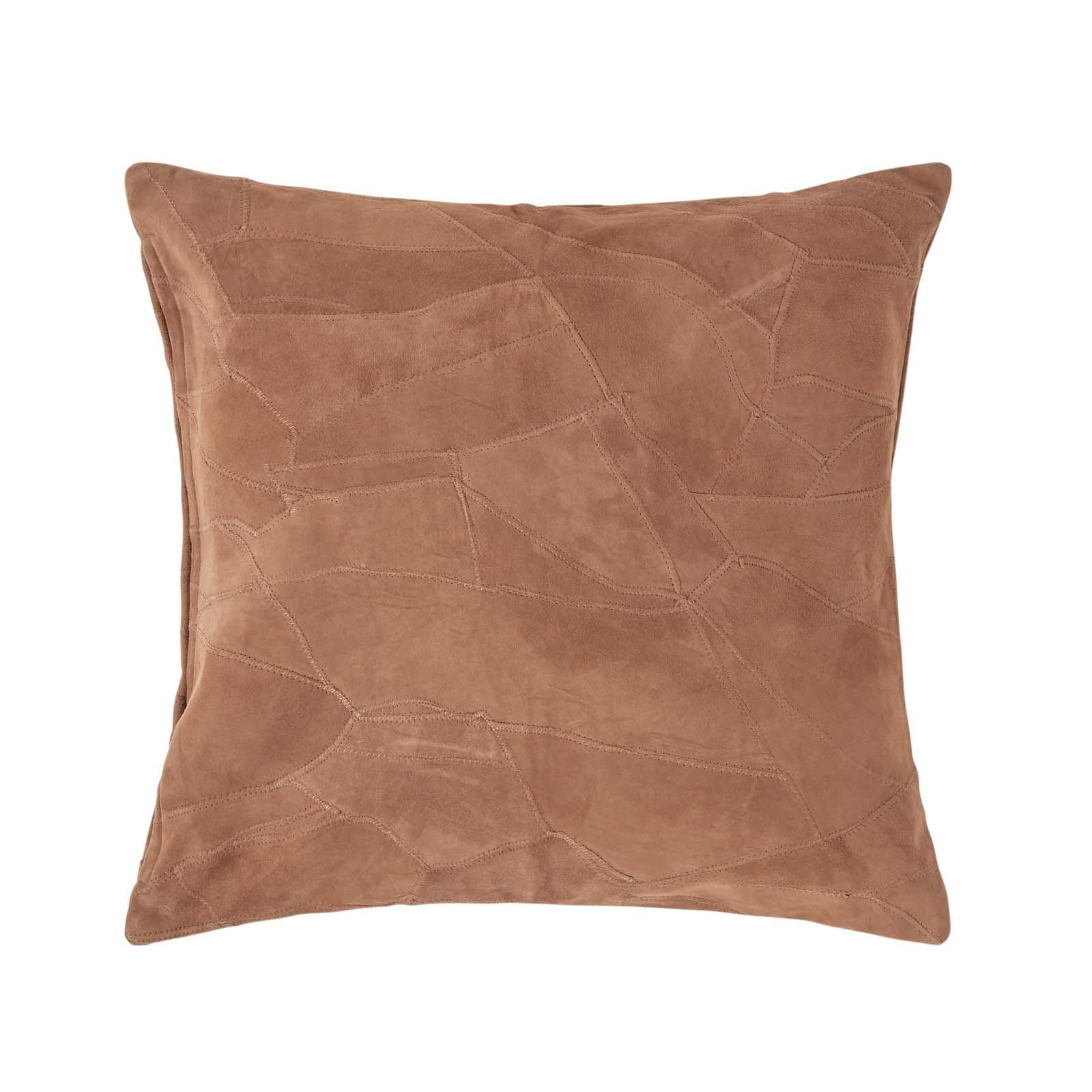 LEDERKISSEN Patchwork braun 45/45 cm - Braun, Leder/Textil (45/45cm) - Homescapes