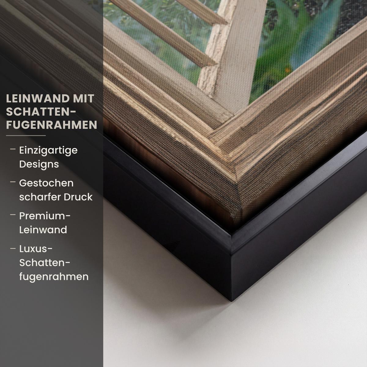 LEINWAND Bilder mit Rahmen - Aussicht - Blumen - Natur - Sonne - Weg - 50x50 - Hellgelb, Textil (50/50cm) - MuchoWow