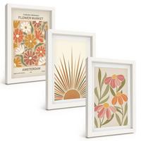 BILDER SET 3er Set - 20x30 cm Weißer Rahmen - Pastellfarbene Sonnenblumen - Weiß, Kunststoff (20/30cm) - TULUP