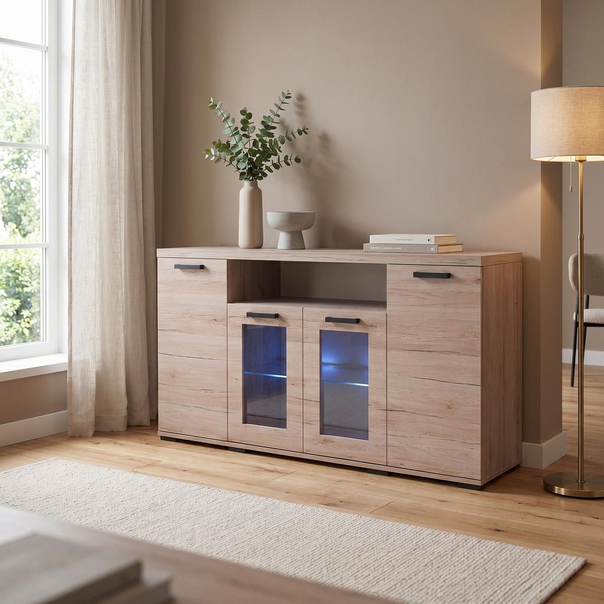 MASSENO KOMMODE LIVORNO 160/85/40cm mit 4 Türen Eichefarben online kaufen ➤ mömax