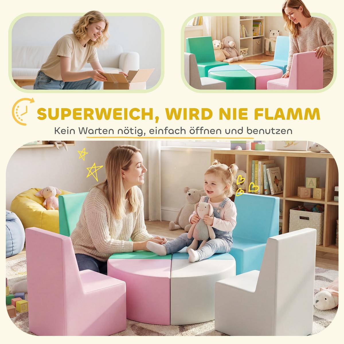 SOFTBAUSTEINE PU EPE Mehrfarbig - Multicolor, Kunststoff (150/150cm) - AIYAPLAY