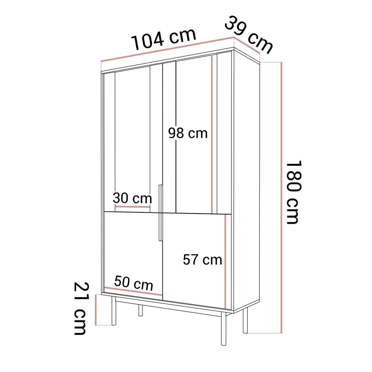 VITRINE MIRACLE mit Glasfront Kaschmir - Kaschmir, Holzwerkstoff (104/180/39cm) - Lookway