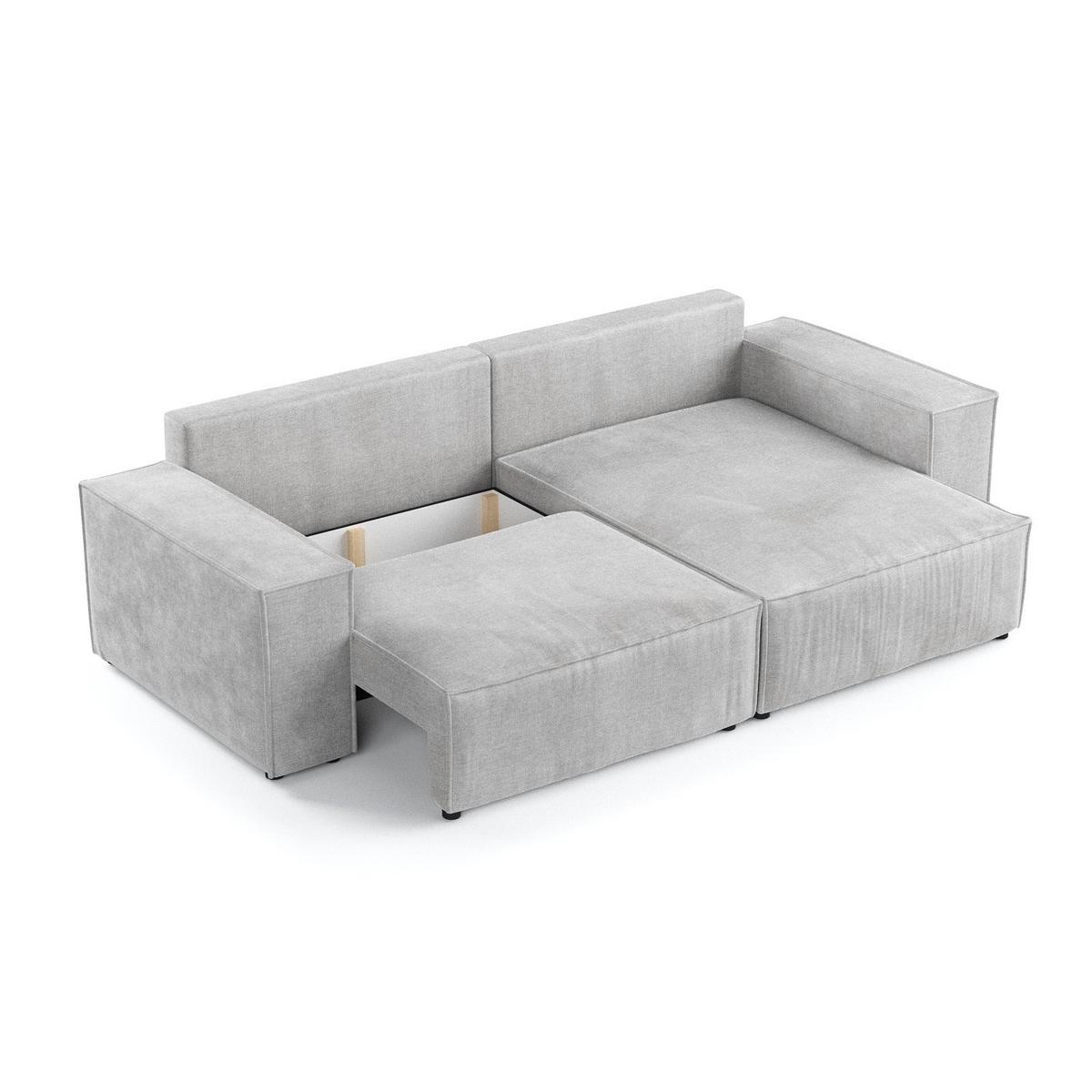 ECKSOFA SENSO mit Schlaffunktion Hellgrau im Wind Stoff - Hellgrau/Schwarz, Holz/Holzwerkstoff (255/148cm) - AltaBeds