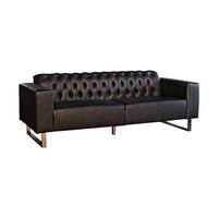 LEDERSOFA NILO Schwarz Leder - Schwarz, Leder (219/77/86cm) - KAWOLA