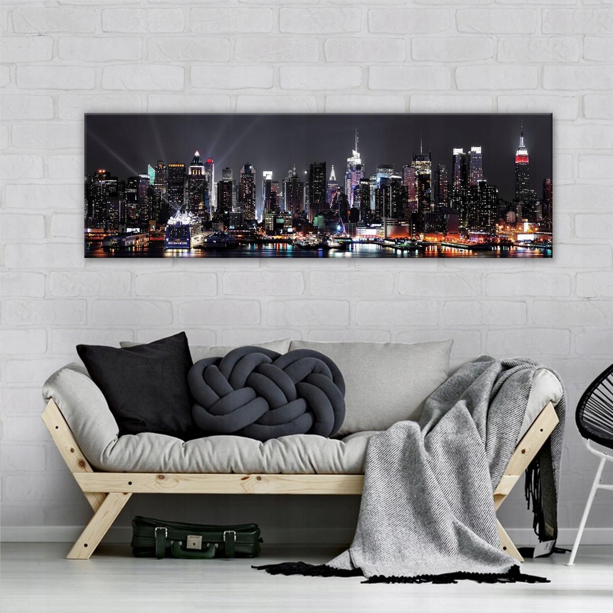 BILDER Stadt New York Modern Wohnzimmer Schlafzimmer 145x45 - Multicolor, Holzwerkstoff (145/45cm) - Wallarena