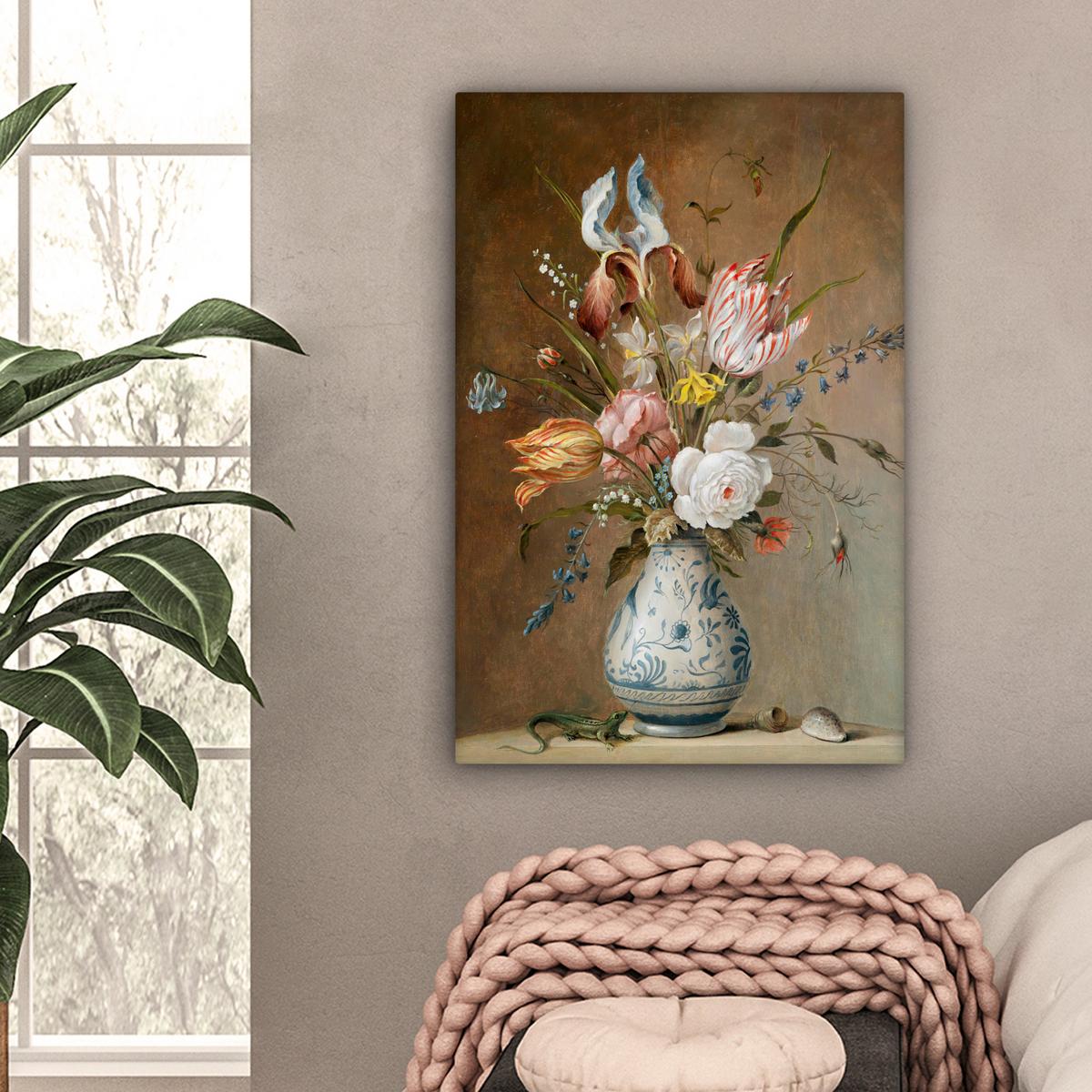 LEINWANDBILD Alte Meister - Blumen - Balthasar van der Ast Wanddeko 40x60 cm - Hellbraun, Textil (40/60cm) - MuchoWow