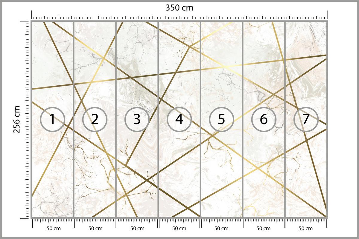 FOTOTAPETE Marmor Linien Abstraktion 350x256 - Gelb/Beige, Papier (350/256cm) - Muralo