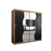 SCHWEBETÜRENSCHRANK 200/200/62 2-türig - Silberfarben/Schwarz, Holz/Kunststoff (200/200/62cm) - MÖBEL KRYSPOL
