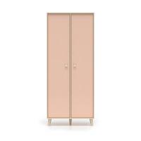 SCHRANK 2 Türen Alycia Beige - Korallenrosa - Holzeffekt - Pink, Holz (80/190/51cm) - Petits-meubles