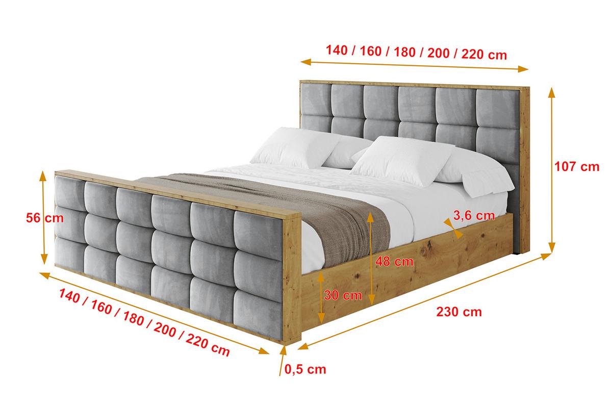 POLSTERBETT mit Bettkasten, Fußteil und Lattenrost, Boxbett ohne Matratze - ENZO2-Z 180x200 Grau - Grau, Holzwerkstoff/Textil (180/200cm) - ALTDECOR