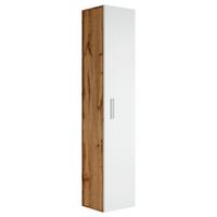 BADEZIMMERSCHRANK Pluto mit 1 Tür Eiche mit Weiß - 30 x 30 x 150 cm - Eichefarben/Weiß, Holz (30/150/30cm) - Badplaats