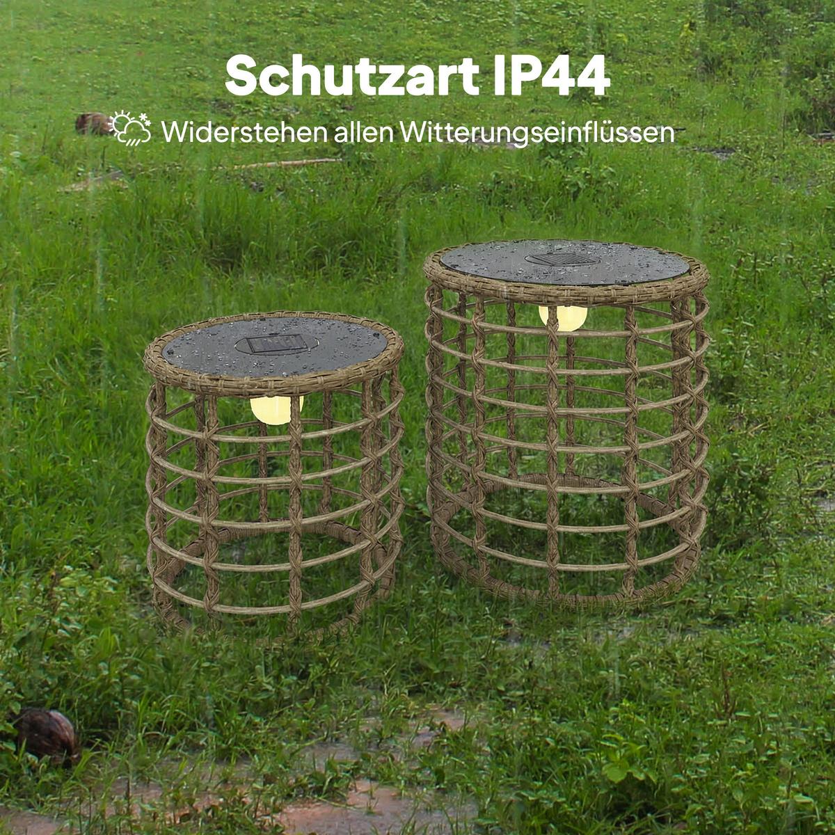 SOLARLAMPE-SET 2 TLG. Sandfarbend - Sandfarben, Kunststoff (45/45/45cm) - Outsunny