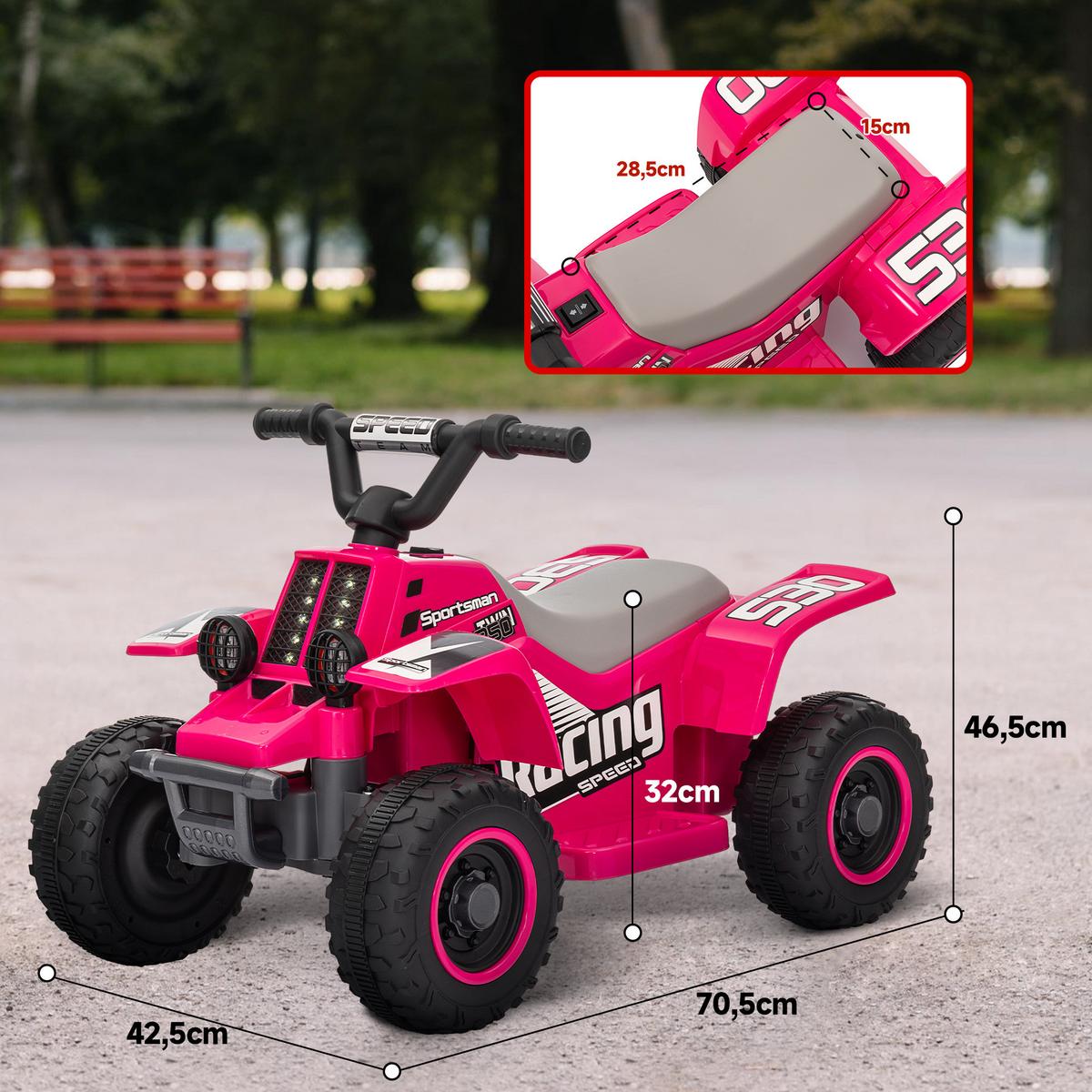 KINDER Elektro-Quad Elektro Kinderquad mit Vorwärts-und Rückwärtsfunktion Rosa - Rosa, Kunststoff/Metall (70.5/42.5/46.5cm) - AIYAPLAY