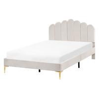 BETT mit Lattenrost 120/200 Samtstoff Cremeweiß Sauvian - Creme, Textil (120/200cm) - Beliani