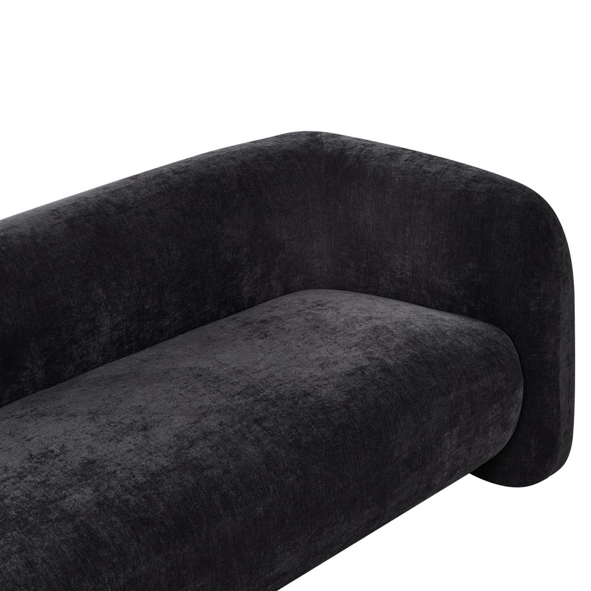 3-SITZER-SOFA Chenillegewebe Schwarz Leiren - Schwarz, Textil (224/68/87cm) - Beliani