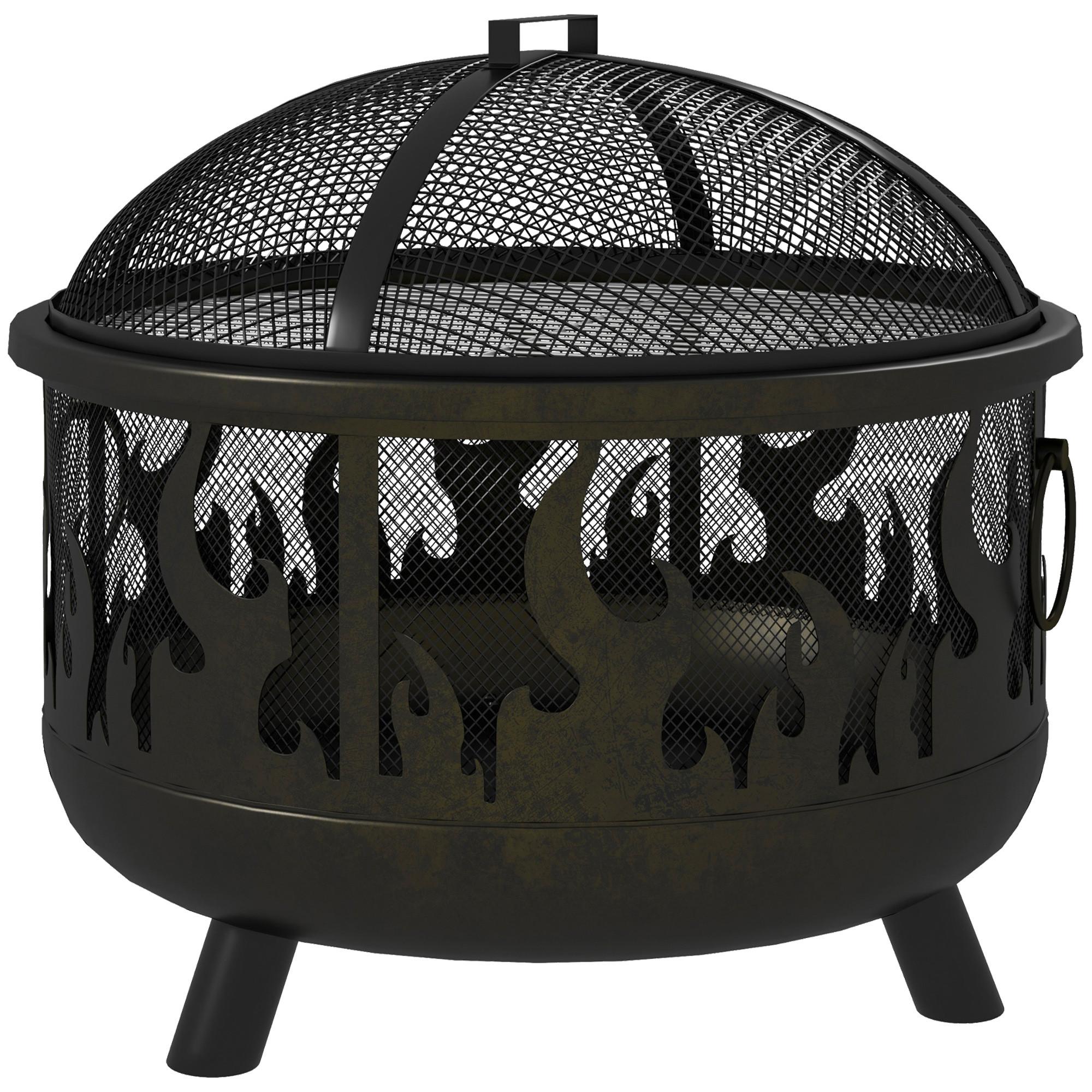 FEUERSCHALE, Metall, Schwarz - Schwarz, Metall (61/55/61cm) - Outsunny