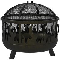 FEUERSCHALE, Metall, Schwarz - Schwarz, Metall (61/55/61cm) - Outsunny