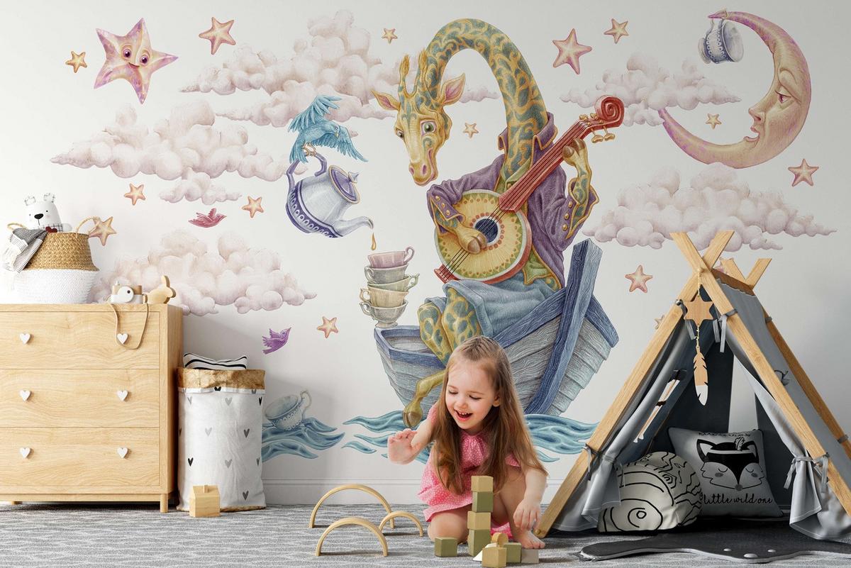 WANDAUFKLEBER 60x85cm - Pastellfarbene Tiere - Multicolor, Kunststoff (60/85/0.1cm) - Wallfluent
