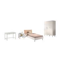 JUGENDZIMMER SET 90x200 Keeley Buche Weiß Holz Schrank Tisch Komfort - Weiß, Holz (55/190/146cm) - 58aufmkessel
