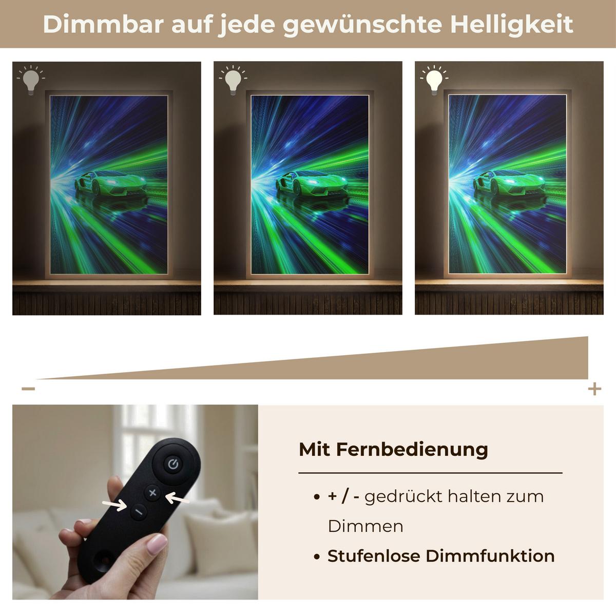 NACHTTISCHLAMPE MIT AKKU Geschwindigkeit - Leicht - Sportwagen - Grün 40x60 cm - Grün, Holzwerkstoff (8/40/60cm) - OnlyWow