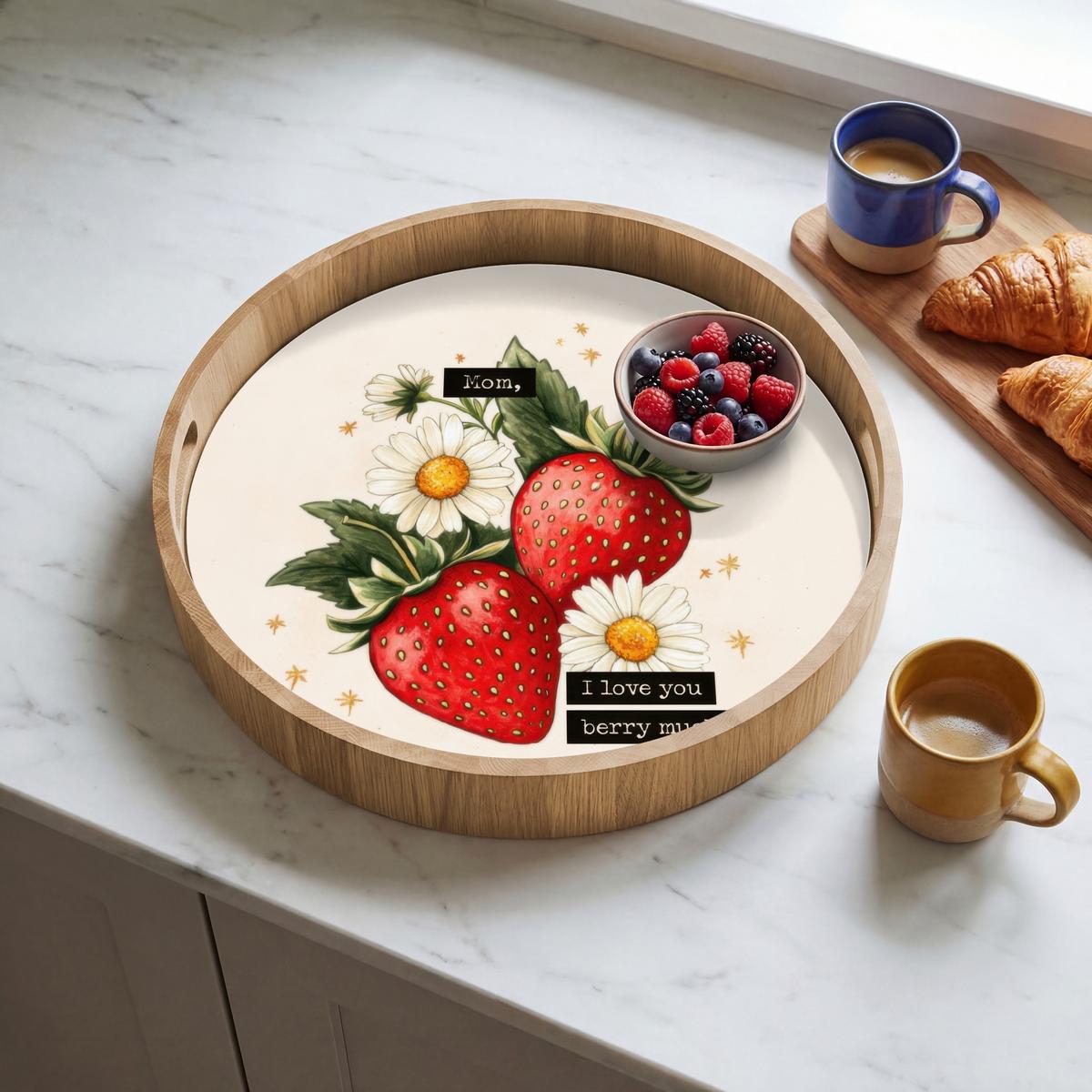 TABLETT Erdbeeren - Gänseblümchen - Zitat - Sterne 40x40 cm - Multicolor, Holz (40/5/5cm) - OnlyWow