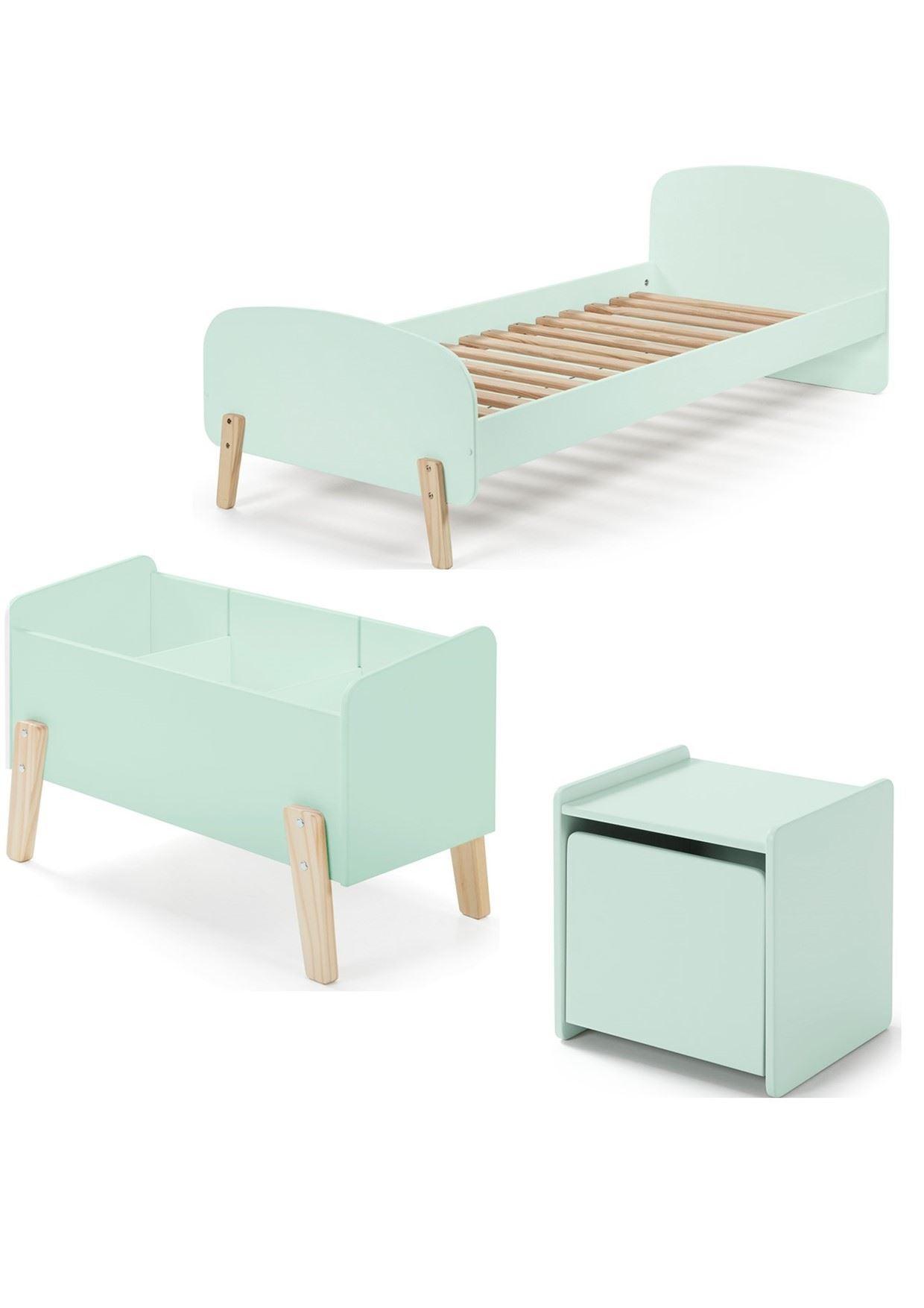 KINDERZIMMER Set Karilynn 3 Massivholz+MDF mintgrün - Grün, Holz (130/73/230cm) - 58aufmkessel