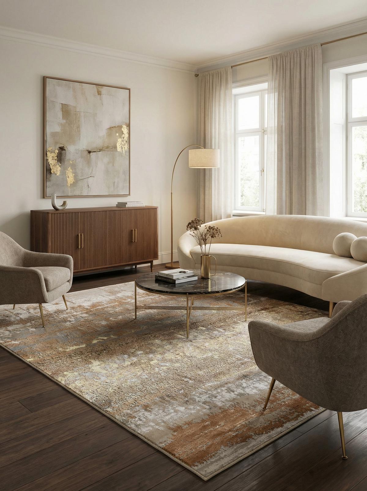 TEPPICH SARNTAL, abstrakt, Gold, 120 x 170 cm - Goldfarben, Textil (170/120cm) - KADIMA DESIGN