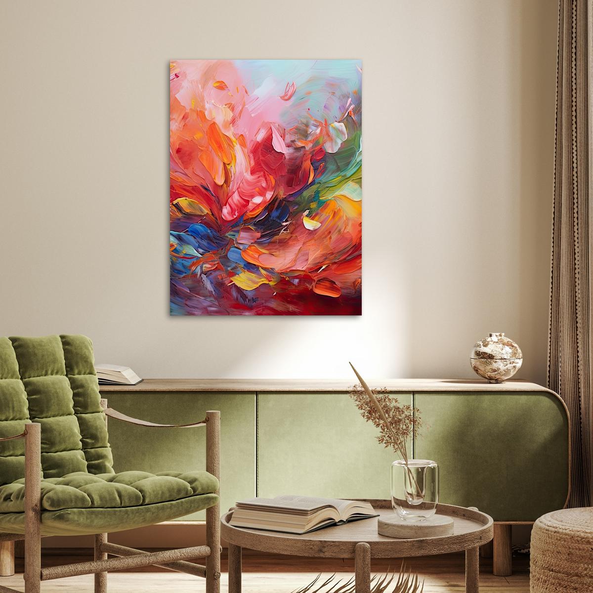 POSTER Ölgemälde - Kunst - Abstrakt - Farbenfroh Deko Wohnzimmer 60x80 cm - Altrosa, Papier (60/80/0.1cm) - MuchoWow