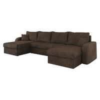 ECKSOFA Kris U Lux - Schwarz/Braun, Holz/Kunststoff (304/140cm) - MIRJAN24