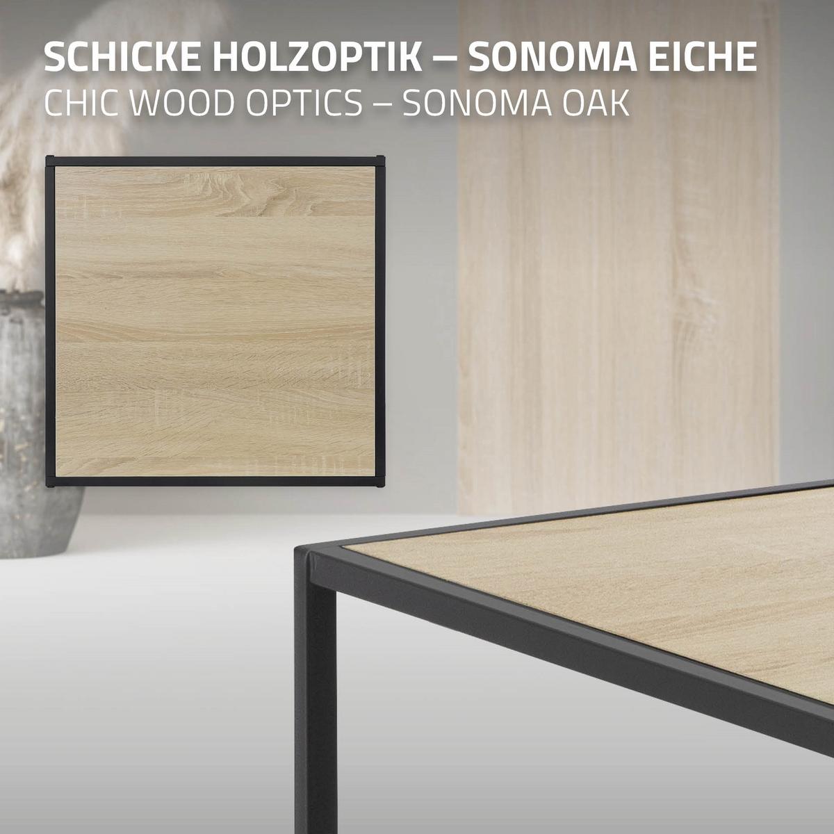 BEISTELLTISCH 2er Set 40x40x40 cm / 50x50x45 cm Schwarz-Eichenoptik aus Metall - Schwarz/Braun, Metall (50/50/45cm) - ML-DESIGN