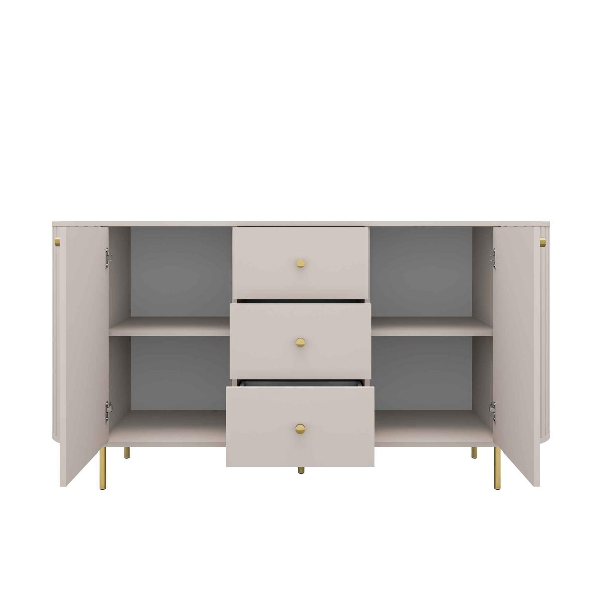 KOMMODE BOLLA 164,4/85,4/42,3cm mit 3 Schubladen 2 Türen Beige - Beige, Holzwerkstoff (164.4/85.4/42.3cm) - MASSENO