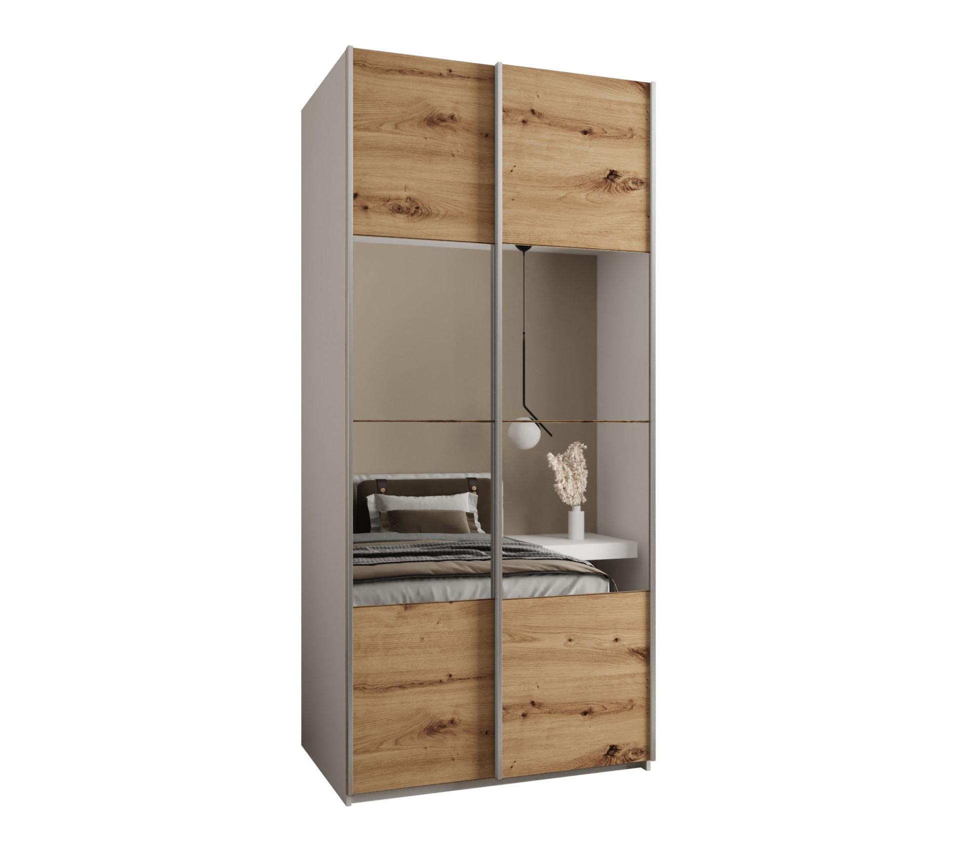 SCHWEBETÜRENSCHRANK 245,5/120/64 2-türig - Silberfarben/Eiche Artisan, Holz/Metall (120/245/64cm) - Abiks Möbel