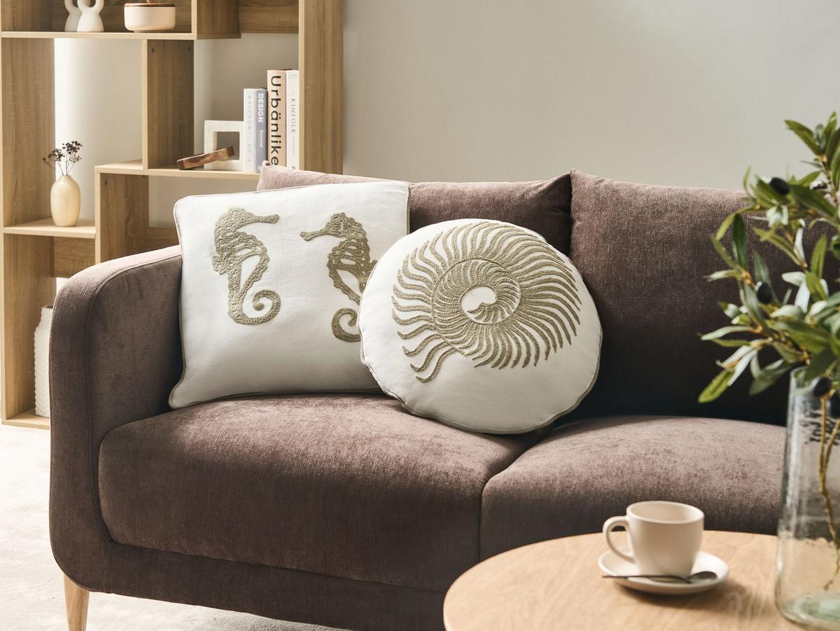 DEKOKISSEN 2er-Set Weiß 45/45 cm Sindora - Weiß, Textil (45/45cm) - Beliani