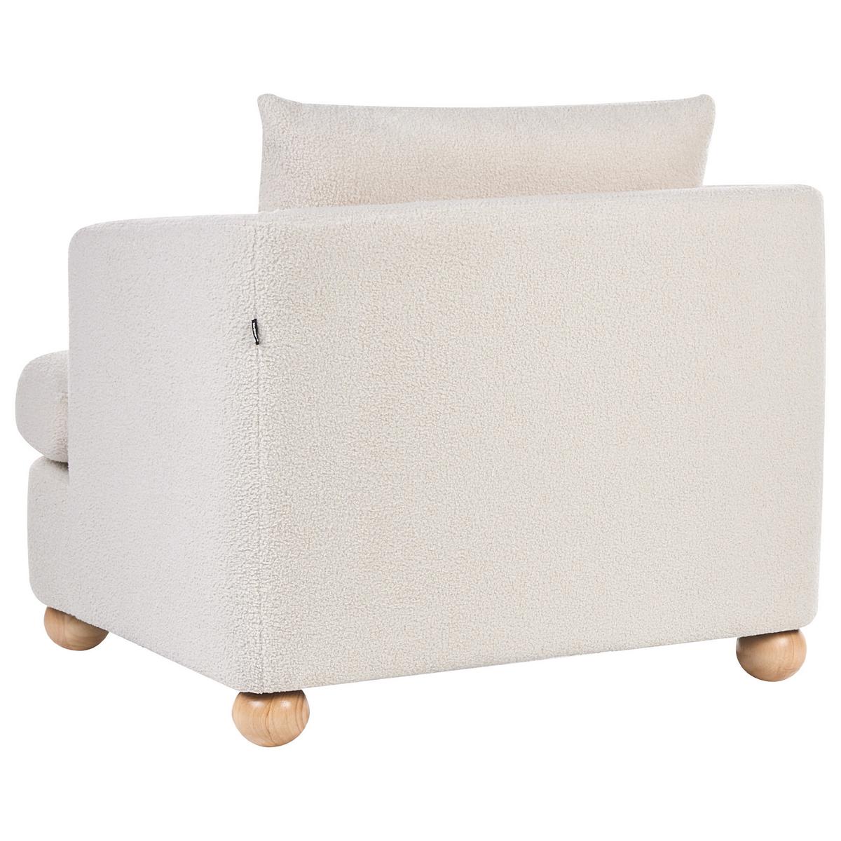 SESSEL Bouclé Cremeweiß Rattvik - Hellbraun/Weiß, Textil (98/86/82cm) - Beliani