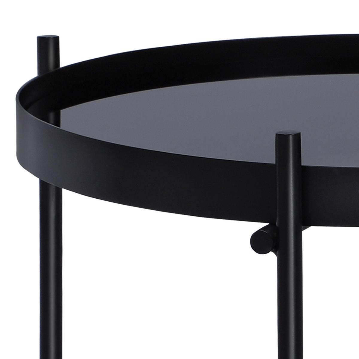 BEISTELLTISCH Ø43x45 cm rund in Schwarz mit Metallgestell und Glasplatte - Schwarz, Metall (43/43/45cm) - WOMO-DESIGN