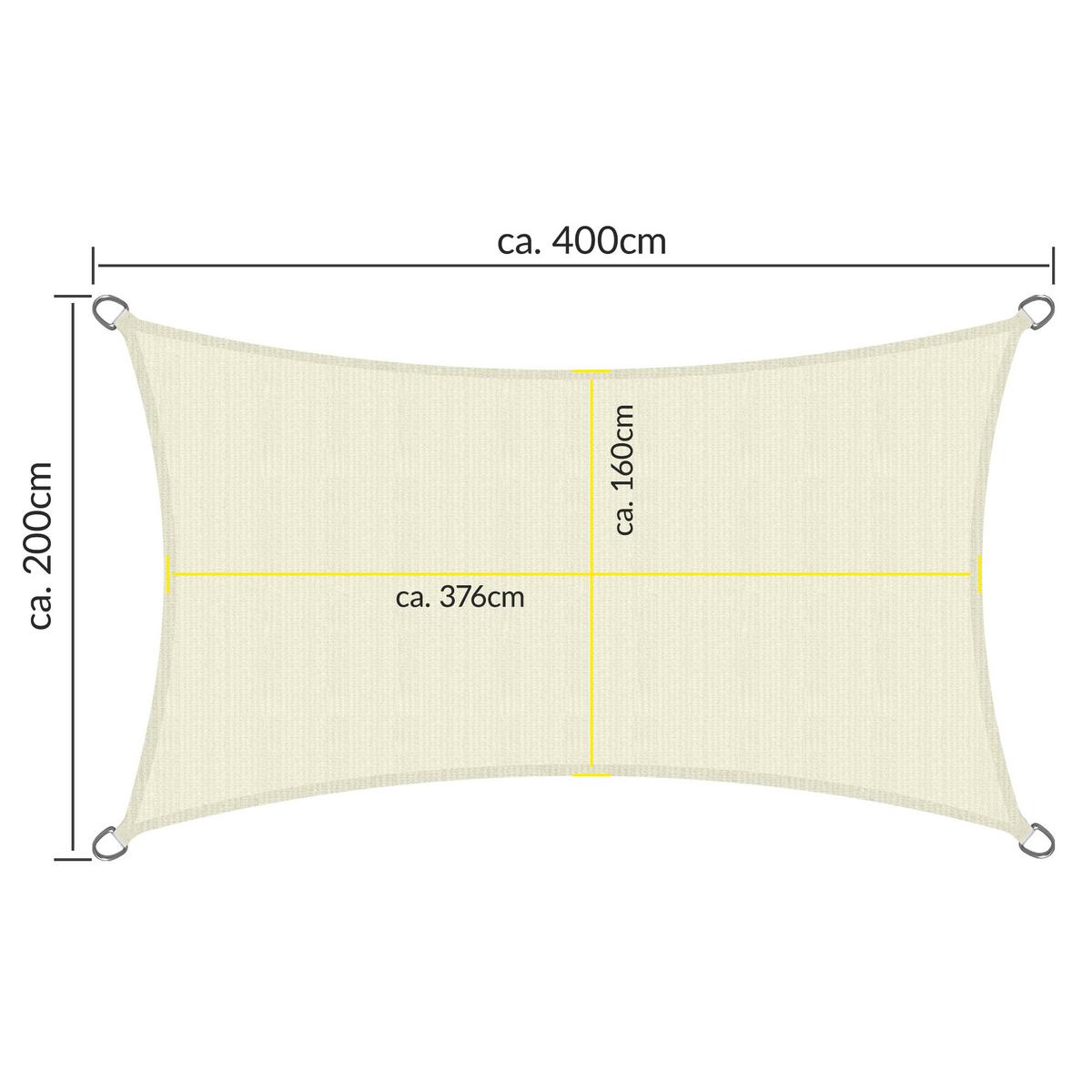 SONNENSEGEL SolVision HS9 200/400 cm rechteckig Creme HDPE - Creme, Kunststoff (400/200cm) - Sol Royal
