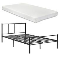 METALLBETT Laos mit Matratze - Schwarz, Textil/Metall (120/200cm) - [en.casa]