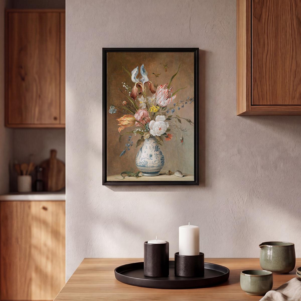LEINWAND Bilder mit Rahmen - Alte Meister - Blumen - Balthasar van der Ast - 20x30 - Hellbraun, Textil (20/30cm) - MuchoWow