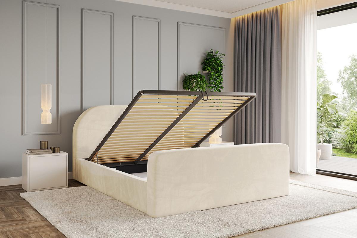 POLSTERBETT mit Bettkasten, Fußteil und Lattenrost, Boxbett ohne Matratze - TIVON-Z 180x200 Beige - Ecru, Holzwerkstoff/Textil (180/200cm) - ALTDECOR