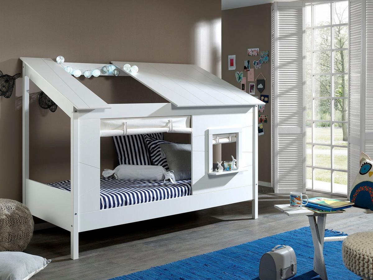HAUSBETT Katareena 214x159x105 aus MDF+Massivholz in Weiß - Weiß, Holzwerkstoff (90/200cm) - 58aufmkessel