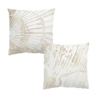 DEKOKISSEN 2er-Set Muschel Silhouetten Duo auf Leinen 40/40 cm - Beige, Textil (40/40cm) - Bilderwelten
