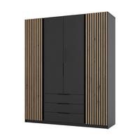 DREHTÜRENSCHRANK CAGLIARI 200/239/61,9cm 4-türig Schwarz - Schwarz, Holzwerkstoff (200/239/61.9cm) - MASSENO