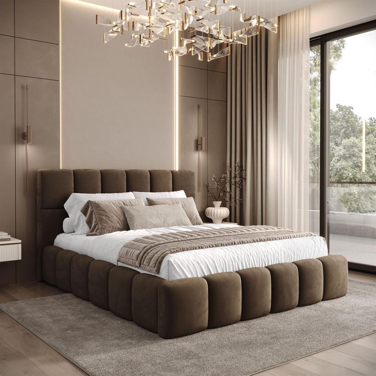 POLSTERBETT VENEZIA mit Bettkasten 120x200, Royal Velvet 196 - Braun, Textil (120/200cm) - Lookway